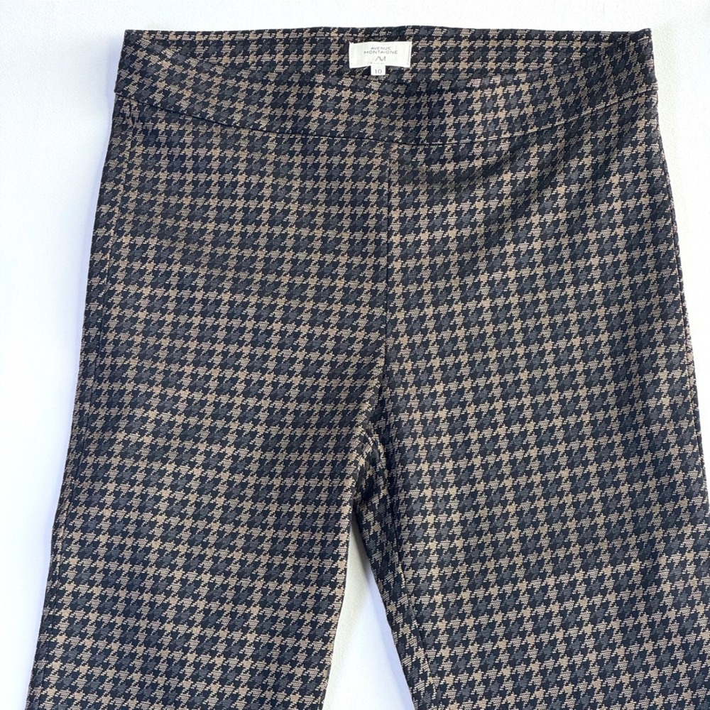 Avenue Montaigne Bellini Starling Houndstooth Flare Pants Brown Black Size 10 - Picture 3 of 14